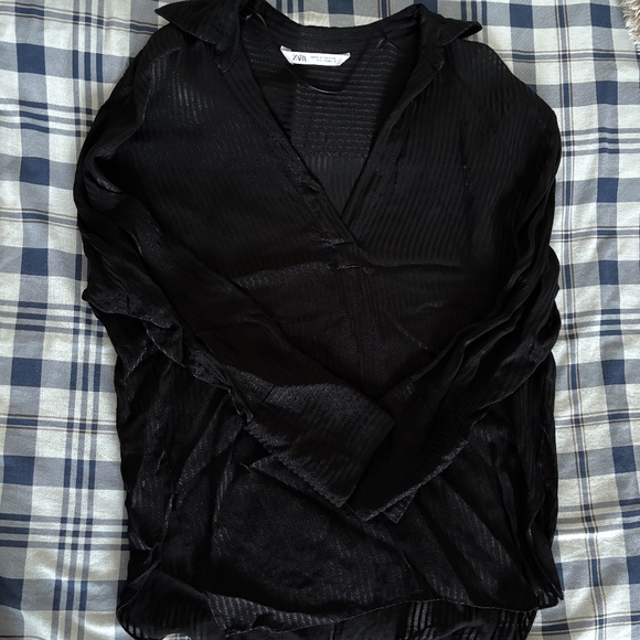 Zara Sheer Collared Shirt - Picture 1 of 3
